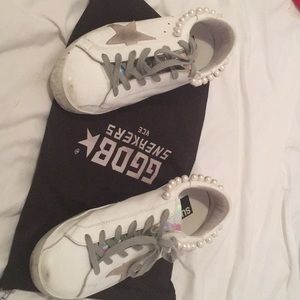 golden goose sneakers with pearls